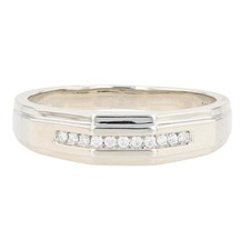 .08ctw Round Cut Diamond Channel-Set Wedding Band Ring 10k White Gold Size 11.5