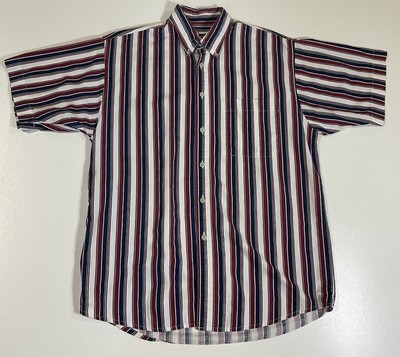 Vintage Honors Striped Short Sleeved Button Up Sz L Skater Grunge Hipster 90s