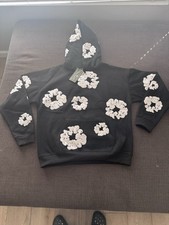 DENIM TEARS African Diaspora Goods Flower Graphic Print Black Hoodie Size S