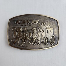VTG Monroe Shocks Horse Drawn Carriage Rectangle Belt Buckle 1970s 