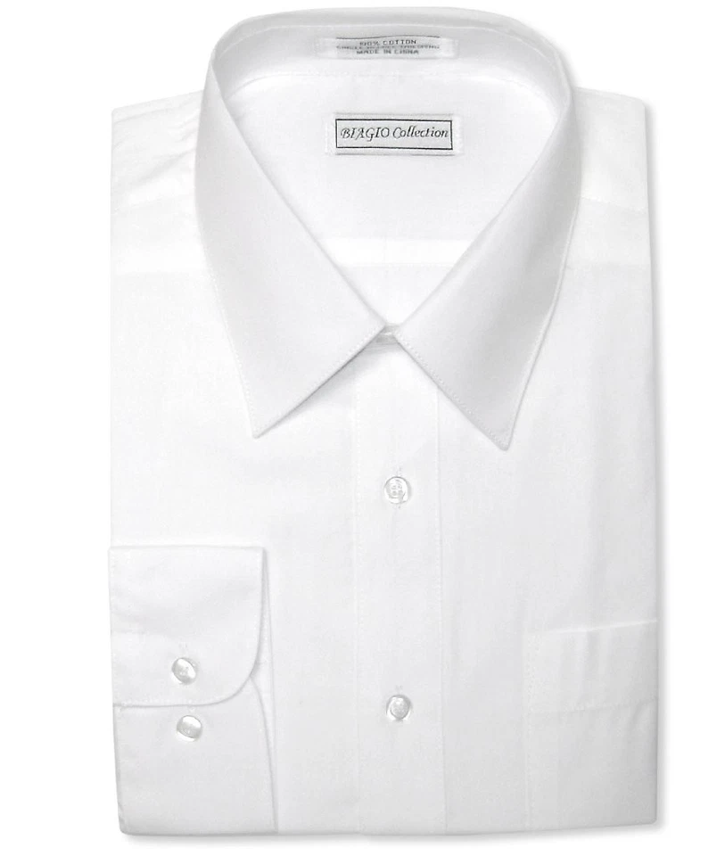 Camisa de vestir Biagio para hombre 100 % ALGODÓN color BLANCO liso talla 18 36/37 Foto 2 de 4