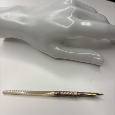 Antique Mother Of Pearl Gold Filled Dip Pen Gold Tip Read