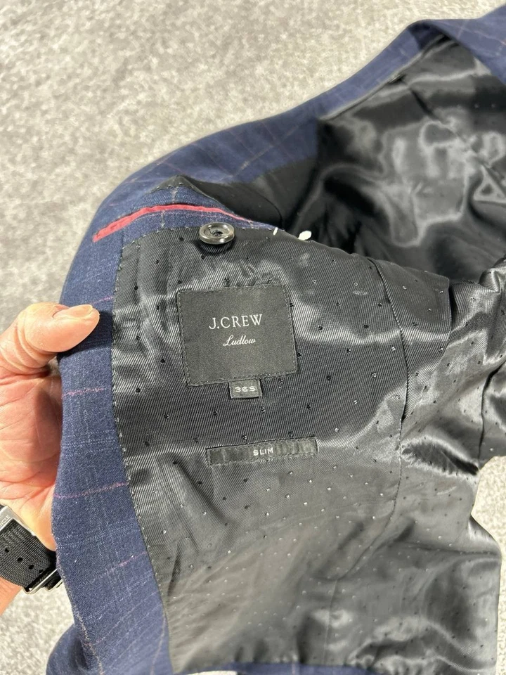 J Crew Ludlow Suit Mens 36 Short Slim Blue Wool Flannel 32x28 - Image 4 of 4