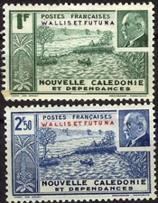 Wallis & Futuna 1941 Noumes Roadstead & Marshall Petain MNH (SC# 92-93)