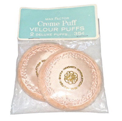 2 vintage Max Factor Velour Deluxe Creme Puffs classic pink velour new sealed