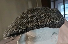 Vintage Scotland Woven Harris Tweed Newsboy Flat Cap Lined Size L Made In USA