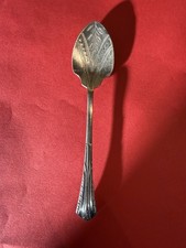 A Vintage Highest Quality Silver Plated Berry Spoon with Leaf Plant Design