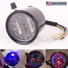 Universal Led Black Motorcycle Odometer Speedometer Gauge Kit 12v 0-160 Kmh