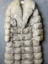 Vintage 1960s Genuine Fox Fur Coat Ivory Convertible 2 Lengths Unzips VTG