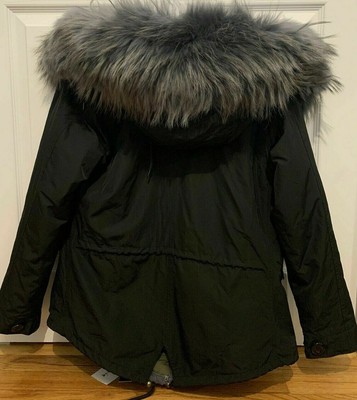 Real Raccoon Fur Hood Coat Parka | eBay