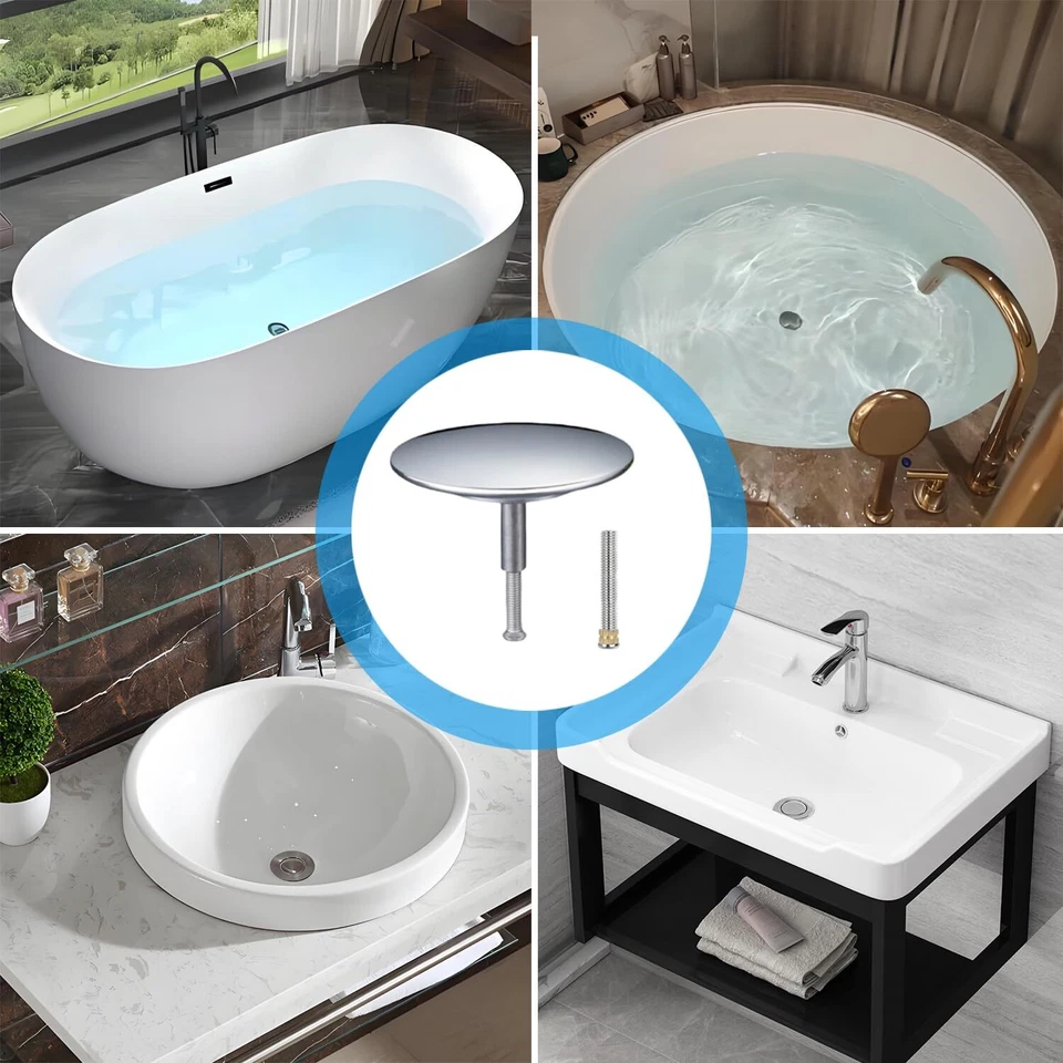 Bouchon De Baignoire Ø 72 mm Bouchon Baignoire avec Vis Réglable Clapet De La... - Photo 4/4