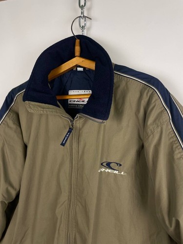 O'Neill Santa Cruz vintage y2k 90s quilted jacket relaxed fit Large beige Logo - Picture 4 of 10