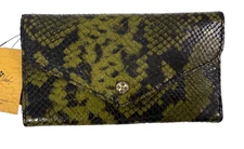 Patricia Nash Cori Leather Envelope Wallet-Olive Python-NWT- STUNNING!