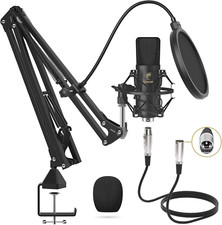 XLR Condenser Microphone, Professional Cardioid Studio Mic Kit with T20 Boom Arm