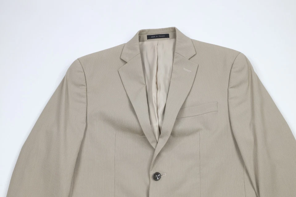 Calvin Klein Para Hombres 36S Rayas 2 Piezas Traje Boda Caqui Tostado Beige Pantalones 32x28 Foto 3 de 4