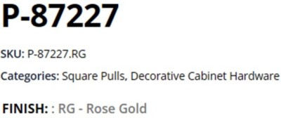 Pride Industrial Cabinet Square Pull Satin Rose Gold 5-1/2