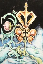 Contemporary abstract gouache painting landscape