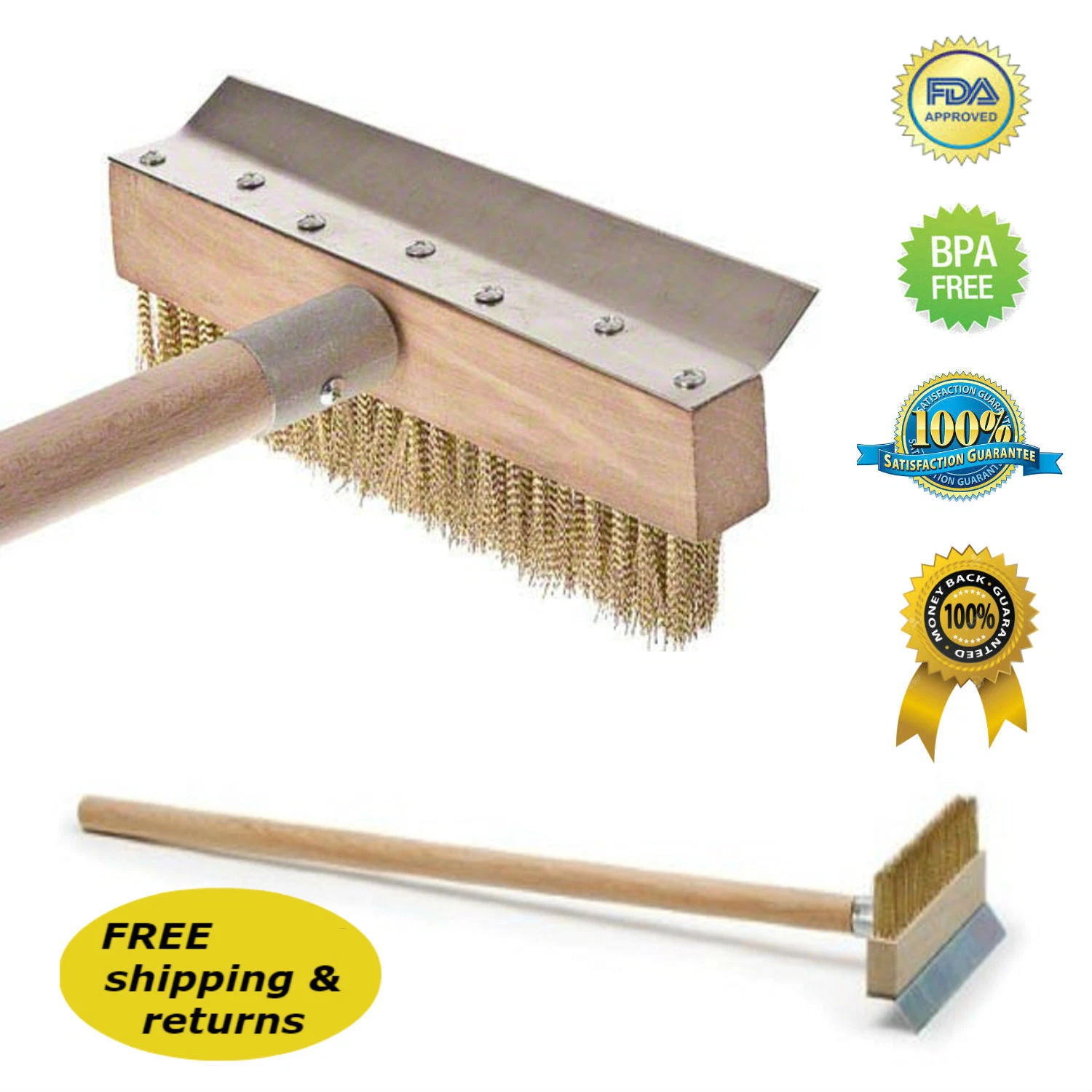 39" Pizza Oven Brush Wood Handle Metal Bristles and Scraper Professional Quality
Opens in a new wind