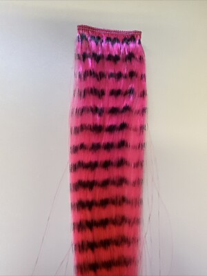 #ad #ad 1 PIC CLIP IN FAUX FEATHERS PINK AND BLACK TIGER 16quot; SYNTHETIC HAIR EXTENSION $2.99