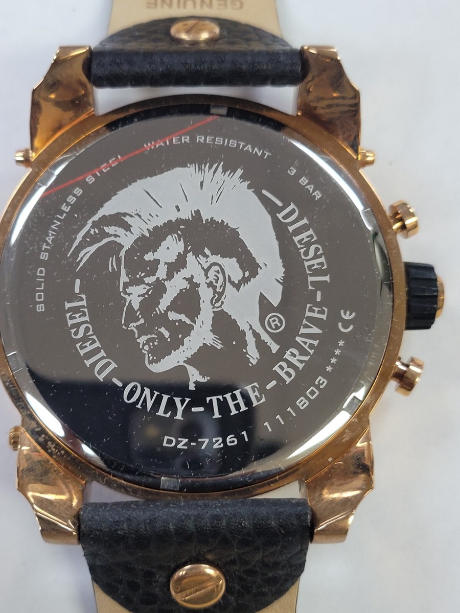 DIESEL Big Daddy DZ7261 Black Leather Band Quartz Men's Watch 45mm