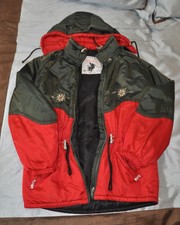 Beautiful Sportalm Kitzbuhel Coat Women Large Sz 40 Red/green Full Zip Jacket