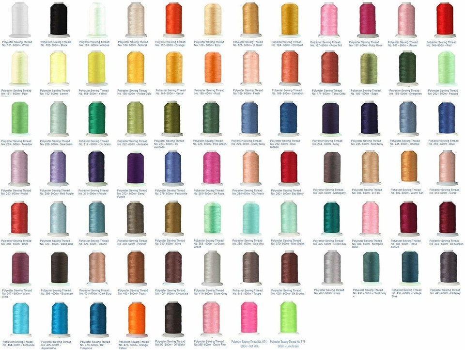 THREADART ALL PURPOSE POLYESTER SEWING THREAD - 86 COLORS - 600M SPOOLS ...