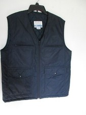Vintage Blue Quilted Vest Sears Work Leisure Zipper front Pocket Polyeste/nylon