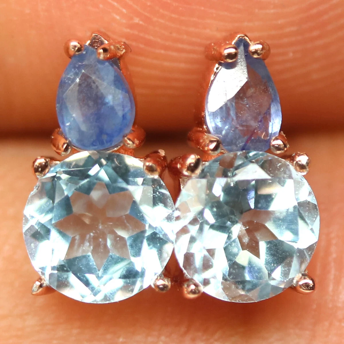 Sterling silver shop and sapphire earrings