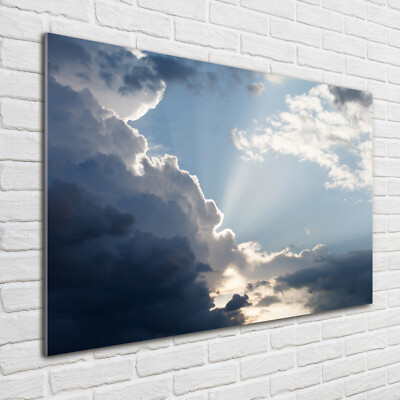 Tableau Sur Verre Trempé Tulup - Nuages Dans Le Ciel, 100x70 Cm, Style Moderne, Neuf