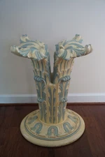 Dining Table Pedestal Base - Carved Wood and Hand Painted 