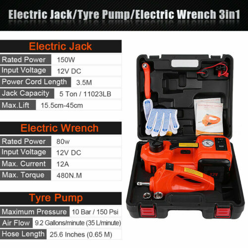 2T/3T/5Ton Car Automotive Electric Hydraulic Jack Lift Remote + Impact Wrench AU - Picture 2 of 17