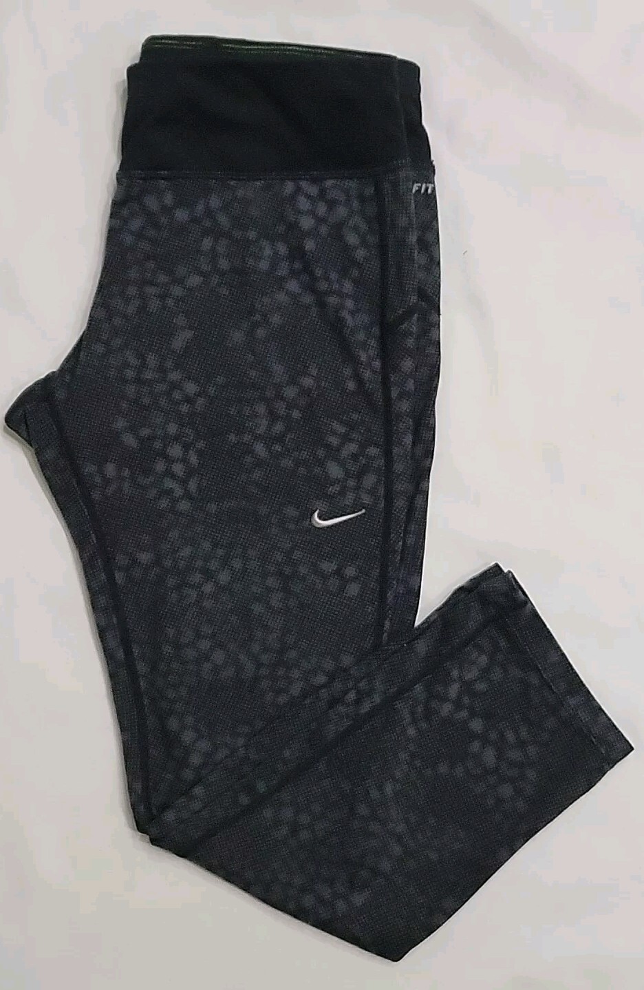 NIKE Dri Fit Activewear Epic Run Nero Grigio Capri Leggings Stretti 553587 Medium