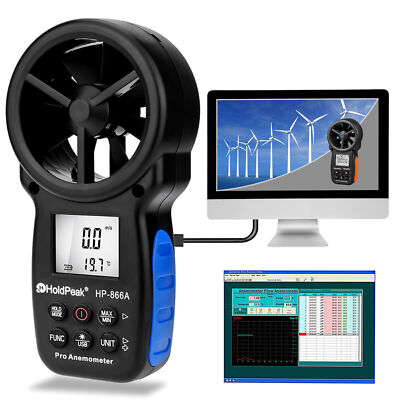 Wind Speed Anemometer Digital Meter Air Flow Gauge 0.3~40m/s Computer Dew Point