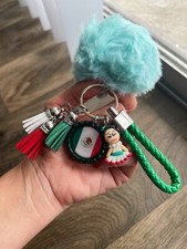 Mexico Keychain Gift Flag Retro Artistic Handmade 3D Doll Wrist Country Pompom