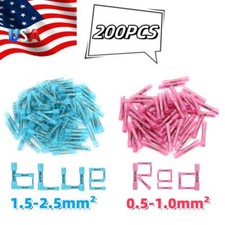100x red and 100x blue Heat Shrink Butt Wire Splice Connectors Terminals