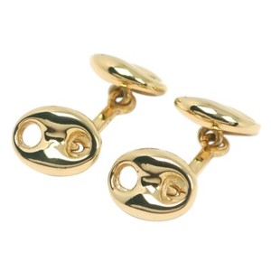 Authentic Old Gucci Cufflinks Gold Plated Round Type 11x15mm Pre-owned