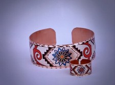 Colorful Copper Ring and Bracelet Set A04