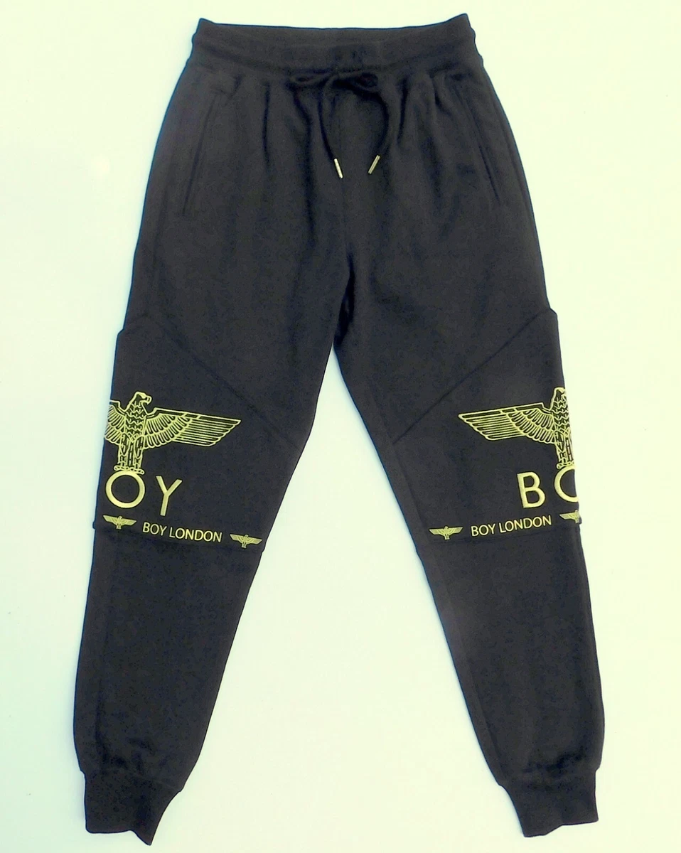 Boy London Women's Joggers Black Gold Cotton Drawstring Pockets Size: XS, NWOT