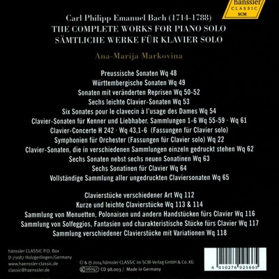 CARL PHILIPP EMANUEL BACH: THE COMPLETE WORKS FOR PIANO SOLO NEW CD