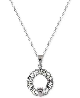 Giani Bernini Claddagh Kreis 18'' Anhänger Halskette in Sterlingsilber