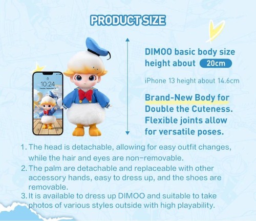 POP MART DIMOO Donald Duck 1/8 Action Figure H200mm JAPAN Gift - Picture 10 of 10