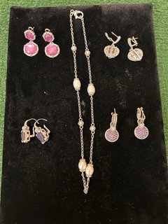 Judith Ripka Sterling .925 & CZ Jewelry Lot Earrings & Necklace (BFEB 03 016)