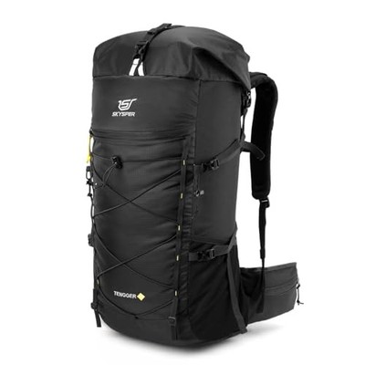  Hiking Backpack - 50L Roll Top Backpacking Backpack Lightweight Black