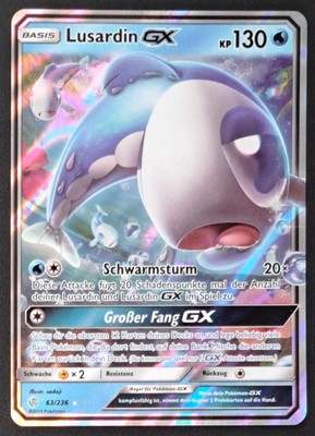  Pokemon - Deutsch - Lusardin GX Karte Card 63/236 Cosmic Eclipse Pokémon TCG