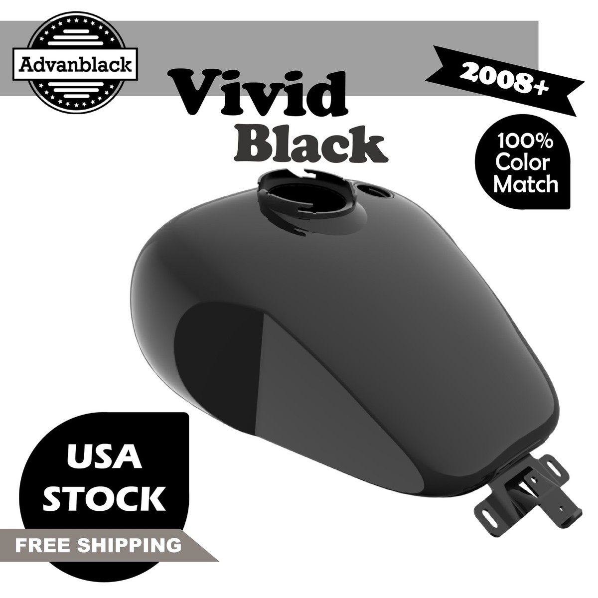 Vivid Black Holeshot Gas Tank Knee Cutout Fits 2008-2023 Harley