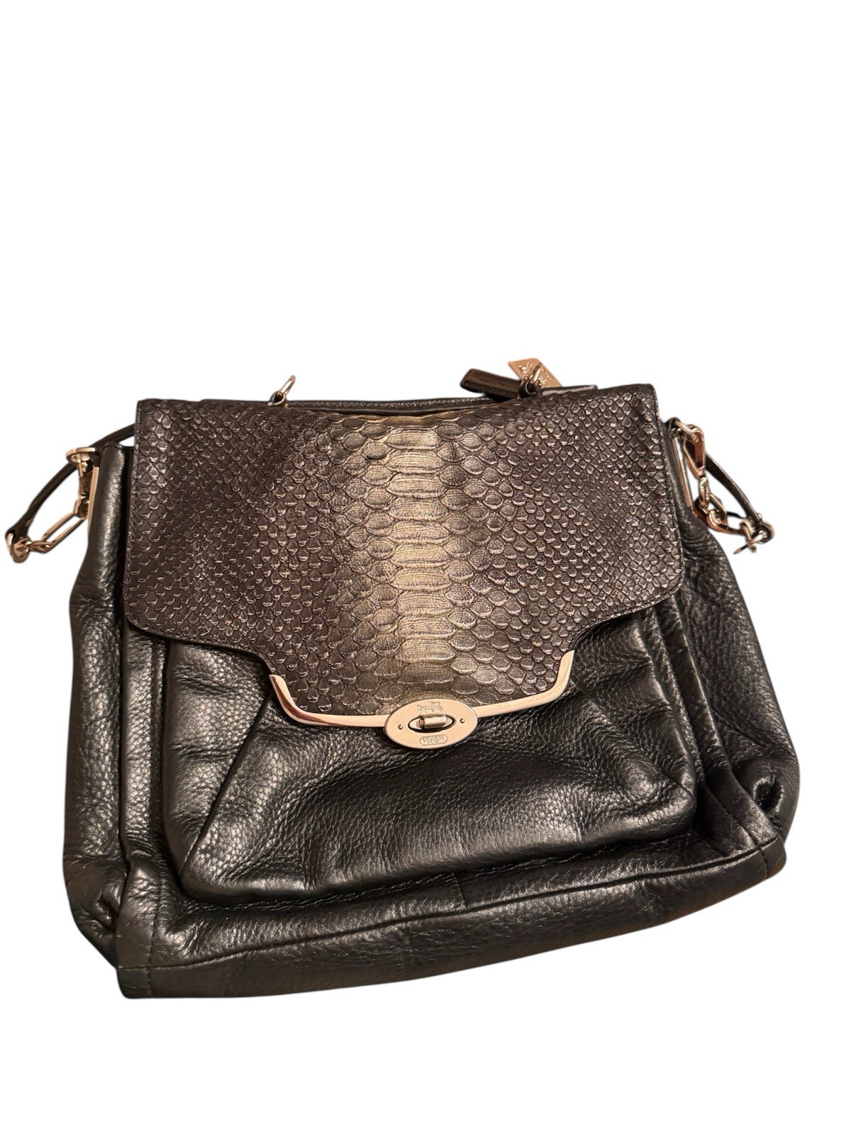 Coach Madison  Python Embossed  Sadie Flap Satche… - image 3