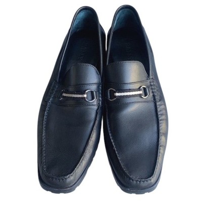 Bally Marano Webbing Bit Driving Loafer Shoes Mens 11.5 D Black Leather Slip On