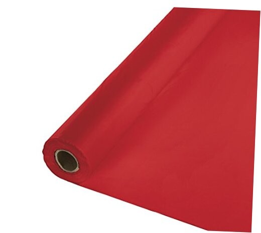  100' Roll Plastic Table Cover, Classic Red - 