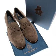 Di Bianco NWB Miseno Cashmere Suede Penny Loafers Size 43.5 (US 10.5) Bark Brown