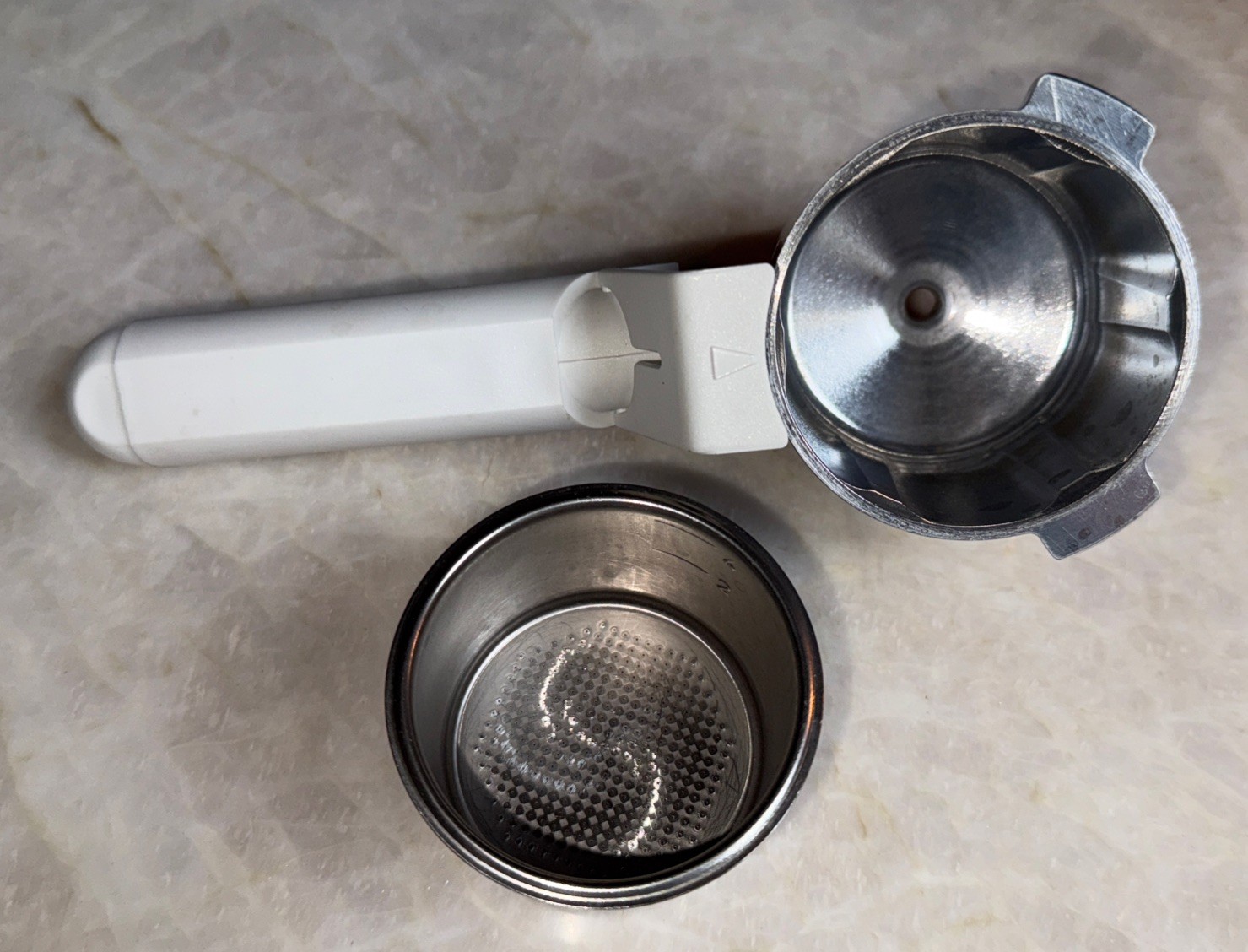 Krups Espresso 963A Coffee Maker Replacement Portafilter + Filter Basket - White